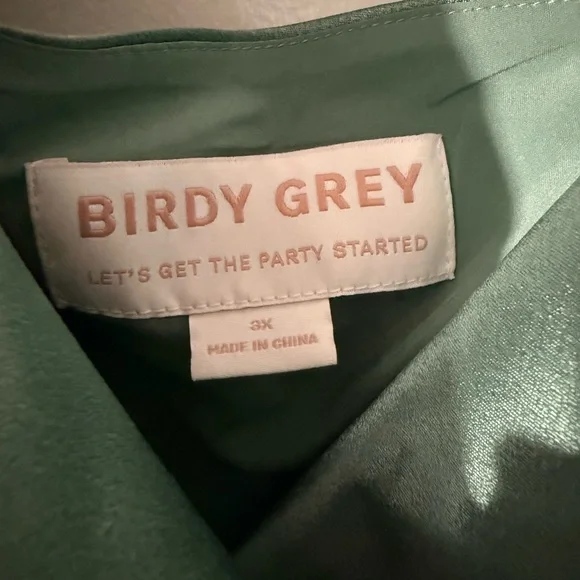Unaltered Birdy Grey Lisa Shiny Satin Bridesmaid Dress in Sea Glass - Picture 7 of 9